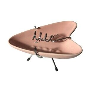 Las Vegas Boomerang Ashtray MCM Atomic Chrome Stand Holder 1950s 7 x 5"